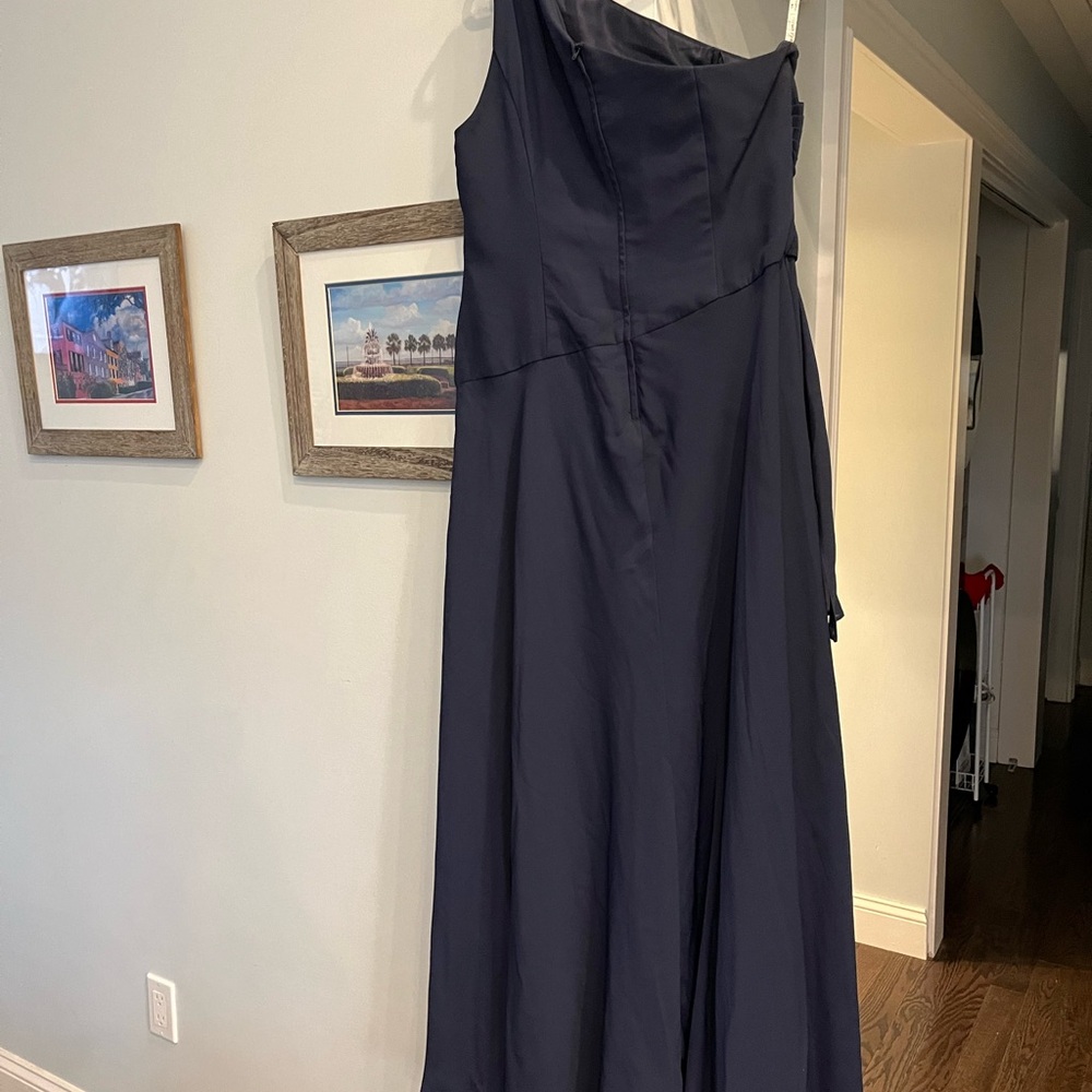 Blue Asymmetrical One Shoulder Gown for Weddings